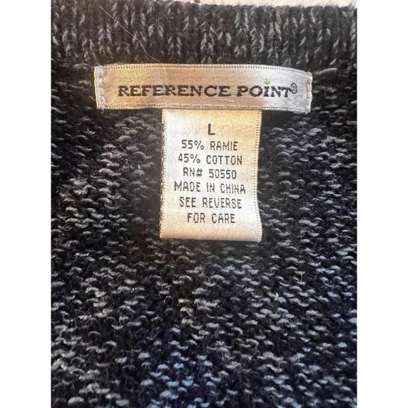 REFERENCE POINT NEW YORK BLACK & Blue HOLIDAY XMAS SWEATER CARDIGAN SIZE LARGE - Picture 5 of 8